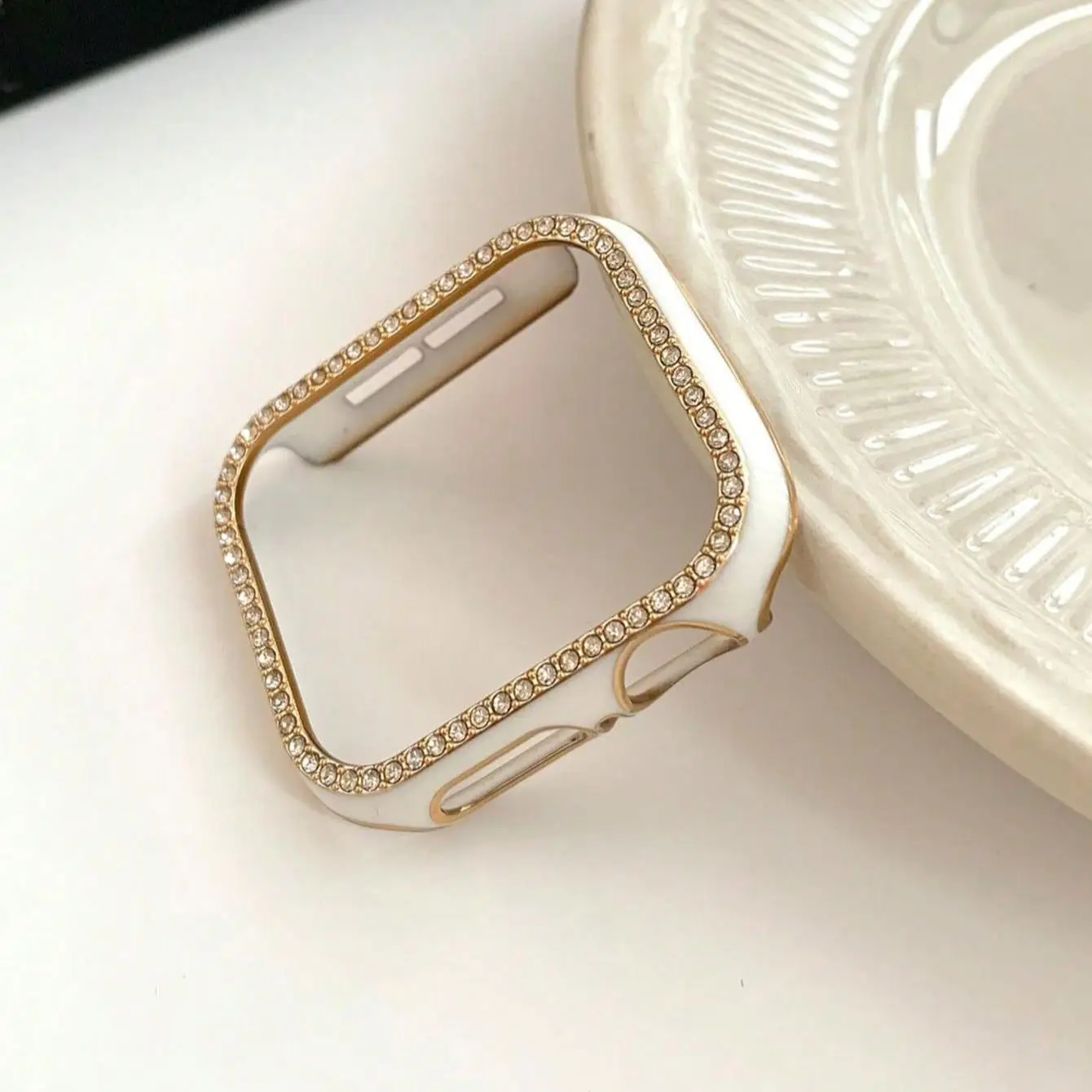 Rhinestone Decor Smart Watch Case, 1 Count Hollow Out Single Row Watch Case for Women & Men, Fashion Watch Case for iWatch Daily Commute To Outdoor Sp