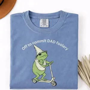 Comfort Colors Funny New Dad Frog Shirt, Off To Commit Dad Foolery Tee, Funny Dad Shirt, First Time Dad Gift, Cute Frog Scooter Graphic Shirt, Meme Dad Shirt, Fathers Day Gift Idea