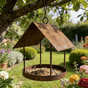 Rustic Metal Hanging Birdhouse for Outdoor Garden, Vintage Decorative Birdhouse for Backyard and Patio, Perfect for Nature Lovers