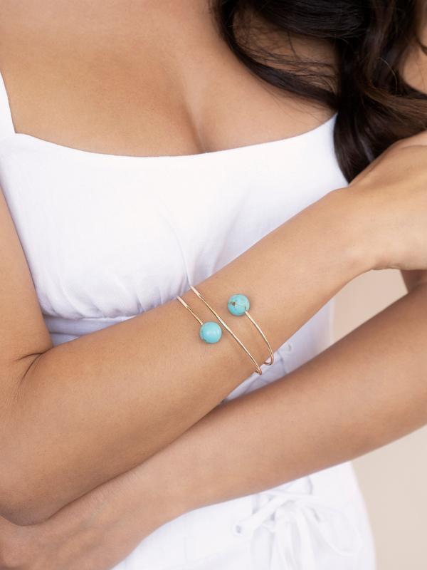 Ettika Summer Escape Turquoise Cuff with Turquoise Beads and Gold-Colored Band
