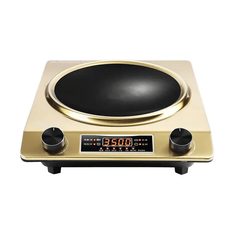 Household Sturdy Golden Concave Surface Induction Cooktop - 3500W, 28x35cm, Heat Resistant, Instant Heat, Multifunctional Stove with Temperature Control, Improves Heating Efficiency, Suitable for Elderly, Daily Cooking & Hot Pot Parties