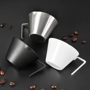 Stainless Steel Espresso Measuring Cup with Double Spouts, Handle Design for Coffee Bean Weighing, 3.4 Ounce/100 Milliliter Capacity