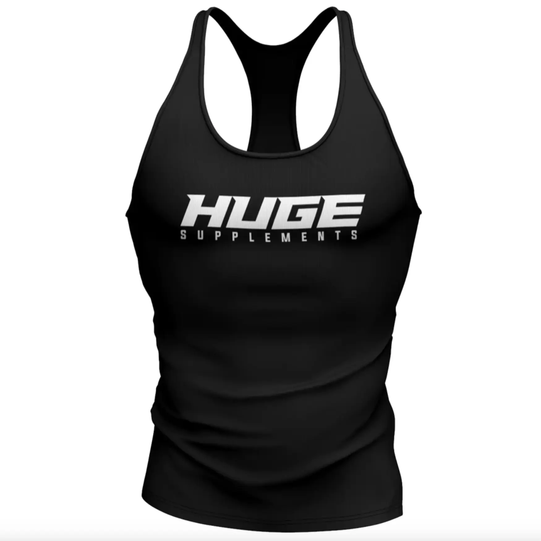 Huge Supplements Black Stringer Tank - Gym Tank Top for Men Huge Supplements Black Stringer Tank - Gym Tank Top for Men