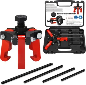 Harmonic Balancer Puller with Adjustable 3-Jaw Puller Kit, Forcing Screw Fits a 3/8" Square Drive and 4 Forcing Rods for Removing Harmonic Dampers & Balancers
