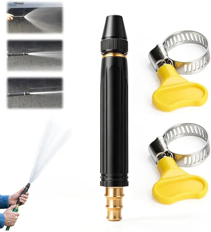 Heavy-duty high-pressure hose nozzle; 2026 upgraded adjustable boost home high-pressure car wash gun with booster nozzle; suitable for plant watering, lawns, and high-pressure cleaning; high-pressure cleaning hose attachment