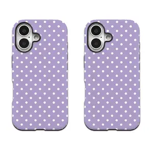 Purple polka dot phone case Cover for iphone 17 phone case 16 pro max 15 Plus 14 13 12 11 Cute, clear, military-grade, high-end, durable, shockproof, and drop-resistant 2-in-1 glossy phone case