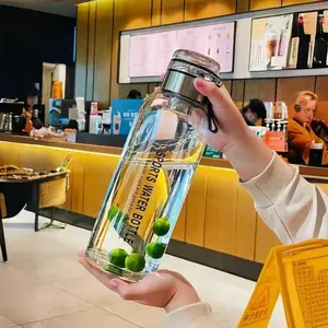 Viral Trending Summer Must-Have Large Capacity Glass Water Bottle, 1 Pack Portable Leakproof Drinking Cup with Lid, Food Grade BPA Free Heat Resistant Thickened Glassware, Dishwasher Safe for Home Office School Outdoor Camping Hiking Travel Daily Use
