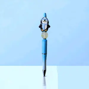 Roly Poly Winter Penguin Silicone Focal Pen Blue Holiday Snow