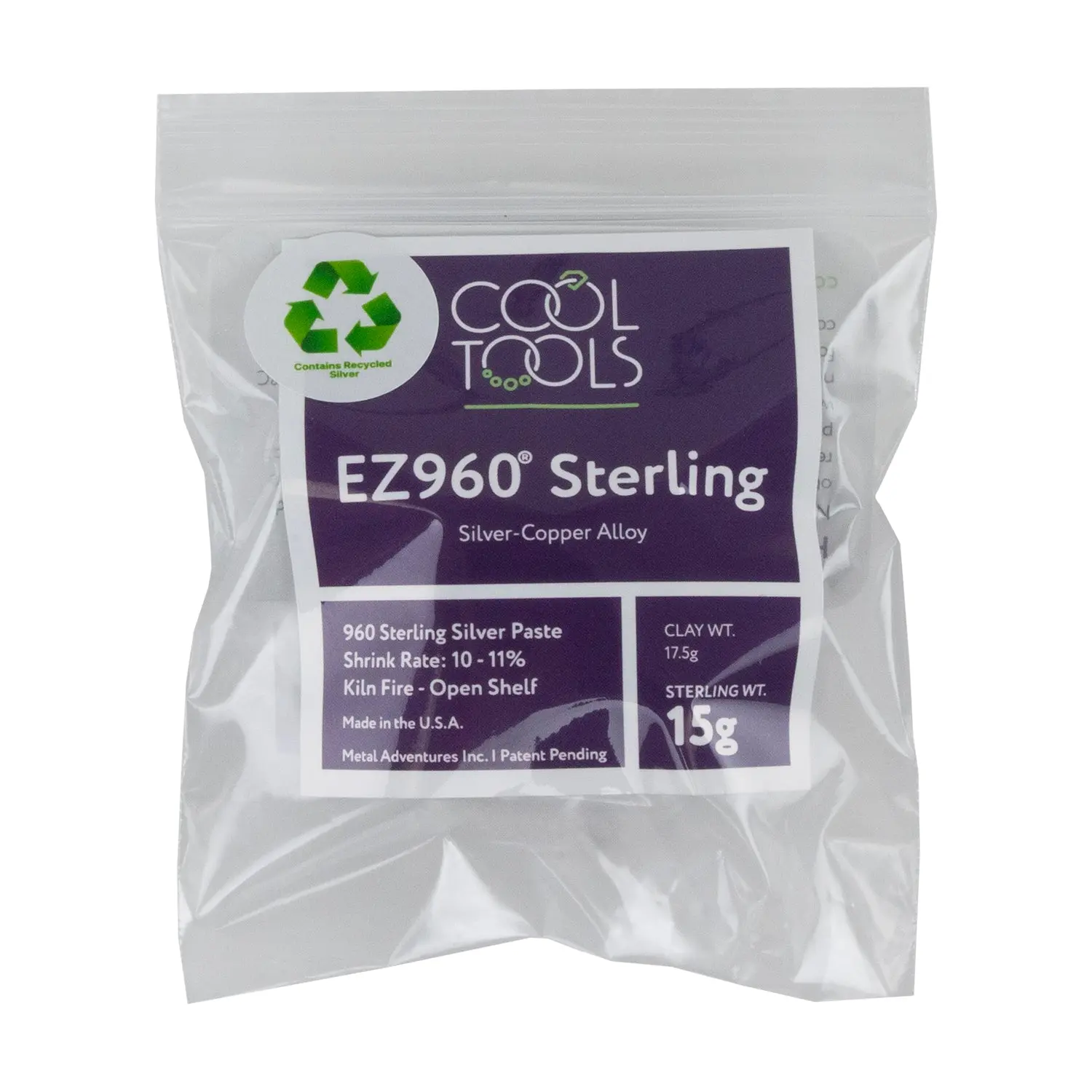 Cool Tools EZ960 High-Strength Sterling Alloy Paste - 15g Paste Form Metal Clay Adhesive, Made in USA for DIY Pottery, Ceramic Art Projects