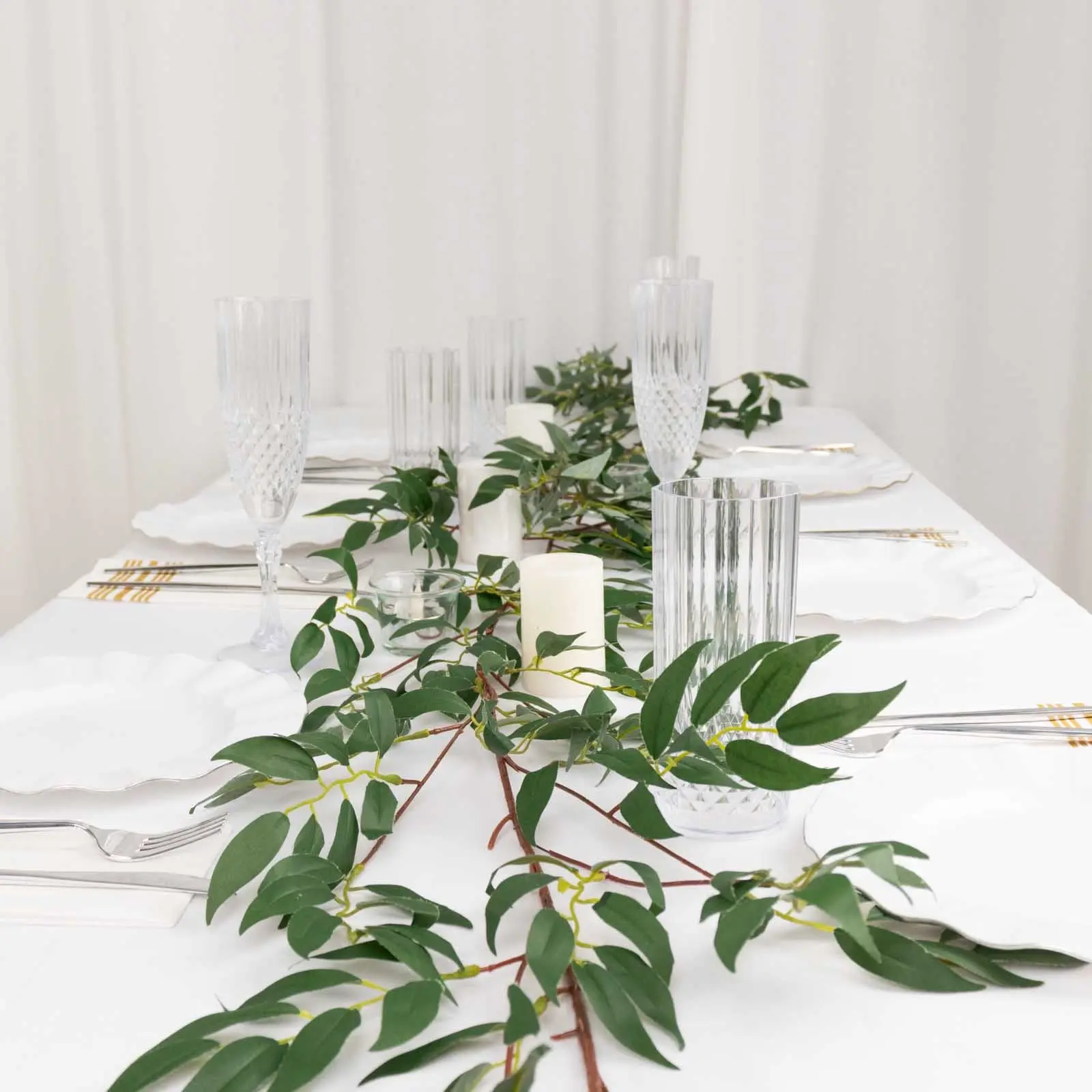 Real Touch Green Artificial Willow Leaf Garland, 5ft Bendable Wire Botanical Aesthetic Vine, 6" End Stem & 6"-12" Leaves for Room Decor Plants, Decorative, Faux Artificial Flowers