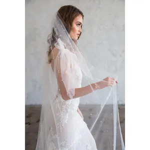 ALORA CATHEDRAL VEIL WITH SCATTERED PEARLS