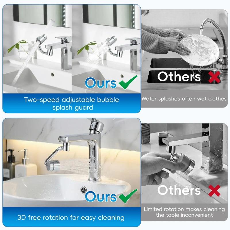 Rotatable Faucet Filter Extender for Kitchen & Bathroom Anti-Splash Dual-Mode Spray Head Accessory Enhances Water Flow