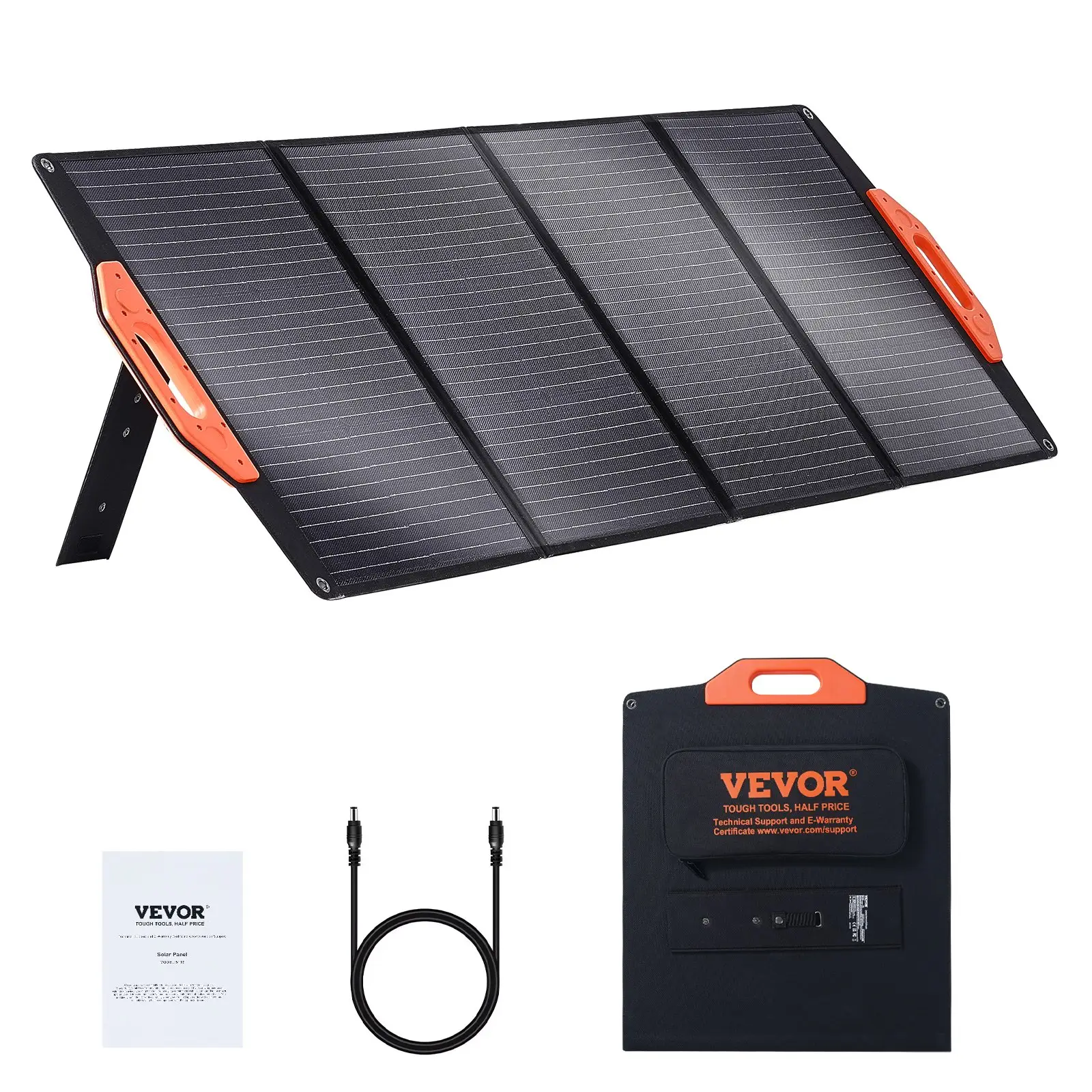 VEVOR Portable Solar Panel, Monocrystallin 100-200W Foldable e ETFE Solar Charger, 23% Efficiency Solar Panel with Type C, DC 18V, QC3.0 USB Port, IP6