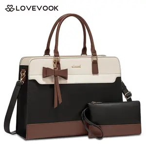 LOVEVOOK Fall Laptop Tote Bag for Women,Leather Work Bag, Waterproof Business Teacher Bag,Large Computer Handbag Purse Briefcase,Office Gifts for Women
