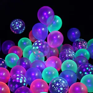 142 Pcs UV Neon Balloons, Glow in the Dark Blacklight Reactive Balloons for Party Decorations