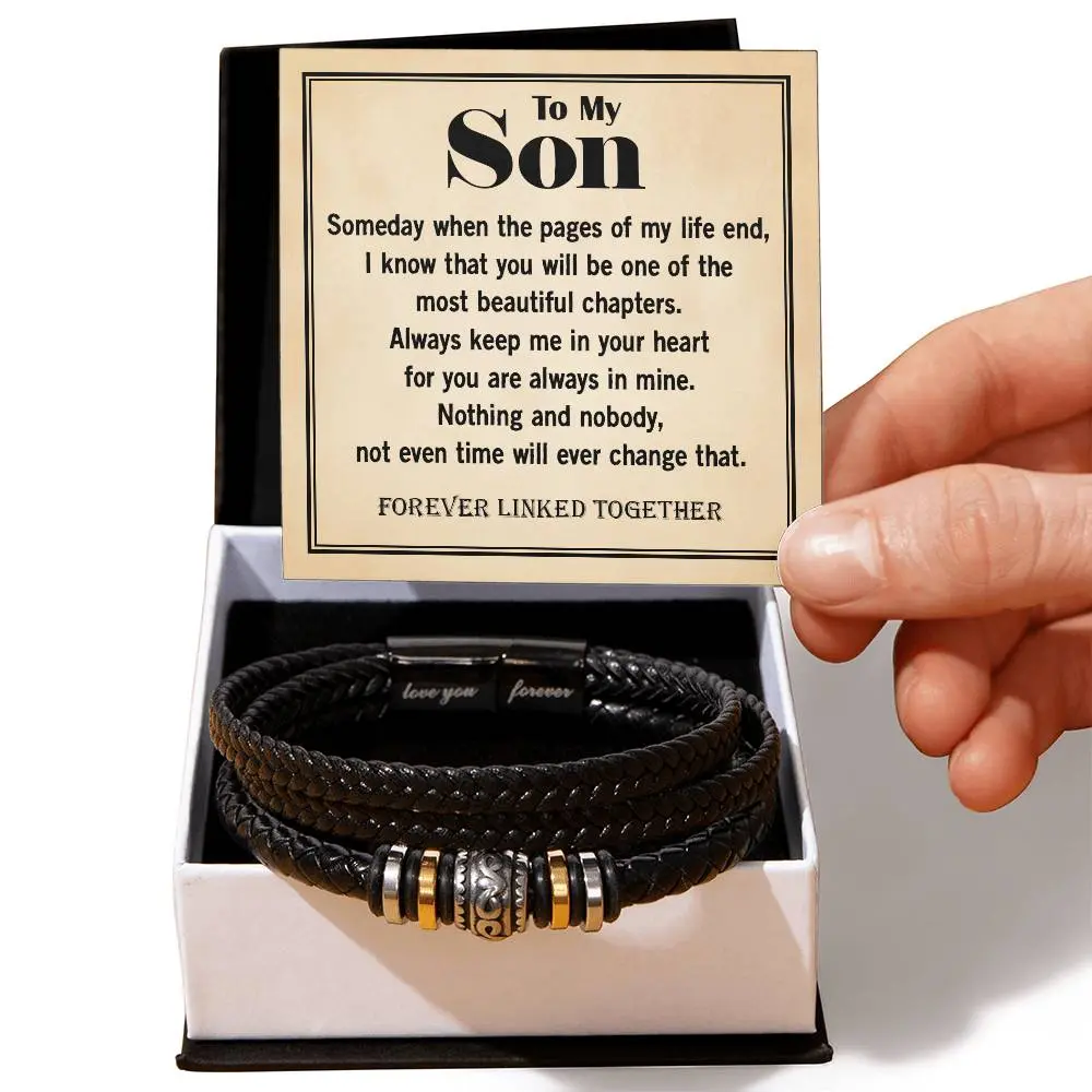 To My Son Bracelet from Mom and Dad, Mother and Son Forever Love Bracelet, Forever Linked Bracelet for Son