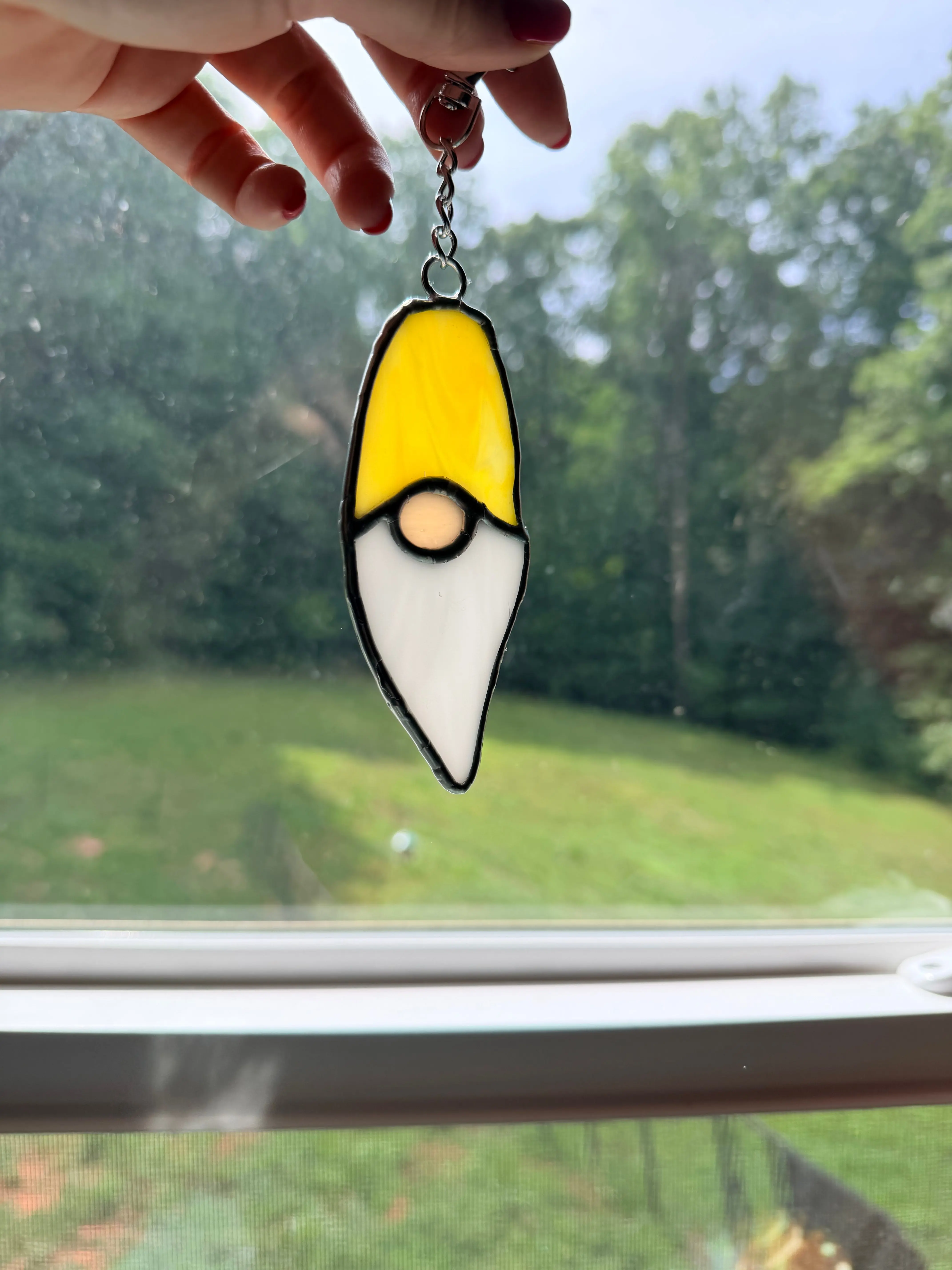 Handcrafted Stained Glass Gnome Key Chain