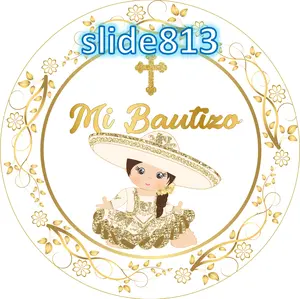 Edible sugar paper for cakes, cookies, and more.. (Mi Bautizo)  8” or 20 images of 1.81” round