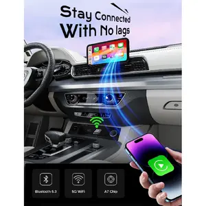2-in-1 Wireless CarPlay Adapter 2026 Support Apple CarPlay & Android Auto, Fast Auto-Connect, No Latency, Mini Bluetooth Dongle Convert Wired to Wireless Compatible with iPhone & Android Silver U3