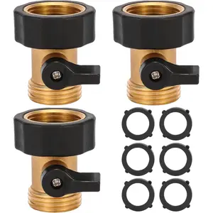 3 Pack 3/4" Brass Garden Hose Shut Off Valve,1-Way Restricted-Flow Water Shut-Off, Fits 3/4 Inch Hose Connector