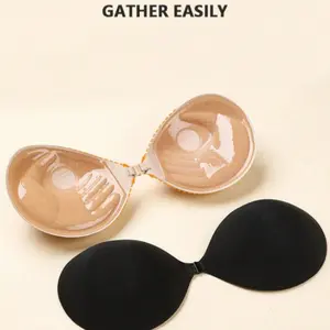 Invisible Strapless Sticky Silicone Nipple Covers, Thick 3cm Push Up Pads for Small Busts, Hidden Bra Cups for Dresses & Gowns