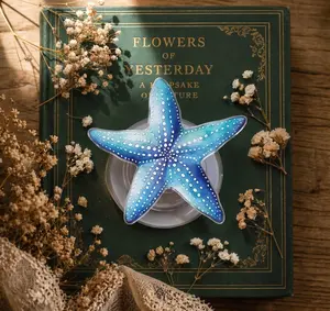 Magnetic Phone Grip Acrylic Cute Starfish Phone Holder Stand Watercolor Ocean Sea Star Design Removable Finger Ring Grip for All Smartphones