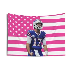 Josh Allen on Field Scream US Pink Flag Tapestries, Flag, Indoor Wall Tapestries
