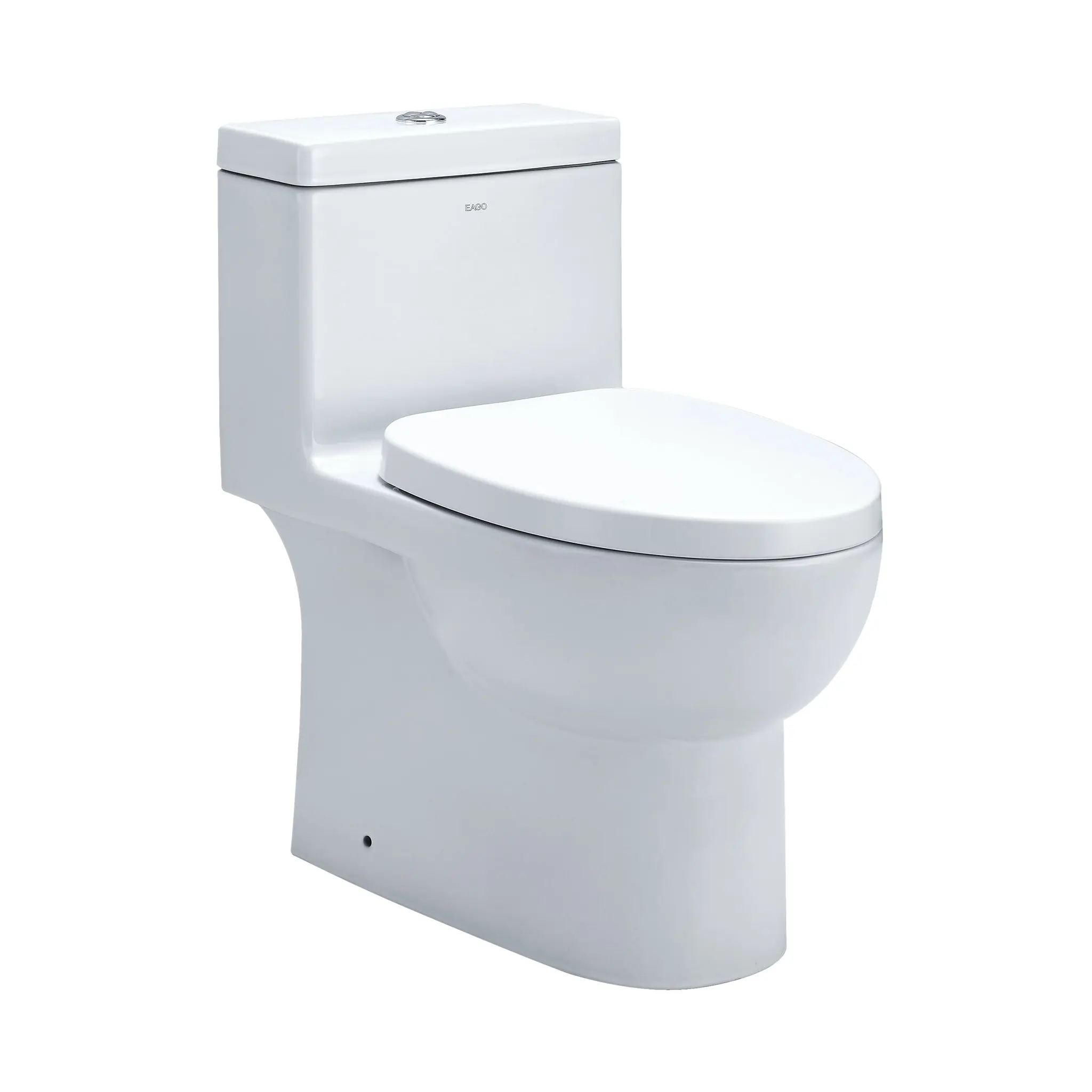 Eago TB 359 Elongated One Piece Dual Flush Toilet With Soft Closing Seat White Modern