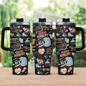 Hollanov 40oz Stainless Steel Heated Vacuum Flask Tumbler - Portable, Wide Mouth, Insulated with Lid, Hockey Rival Romance Book Themed Couple Cup, Thanksgiving Christmas Gift