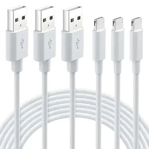 USB Cable Cord, 3 Counts 12W 2.4A Fast Charging Data Cable Lightning Connector for iPhone 13/12/11/11Pro/11Max/ X/XS/XR/XS Max/8/7/6 Super Fast Charging