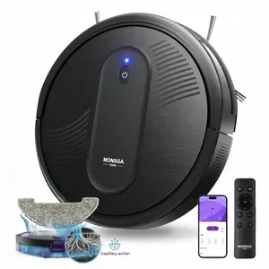 [Intrelife Selected] MR1 Robot Vacuum and Mop Combo, 4000Pa Suction/140Min Runtime/Auto Carpet Boost/Anti-Tangle V-Brush, 3.2” Ultra-Thin, App/Voice/Remote Control for Pet Hair/Carpet/Hard Floor