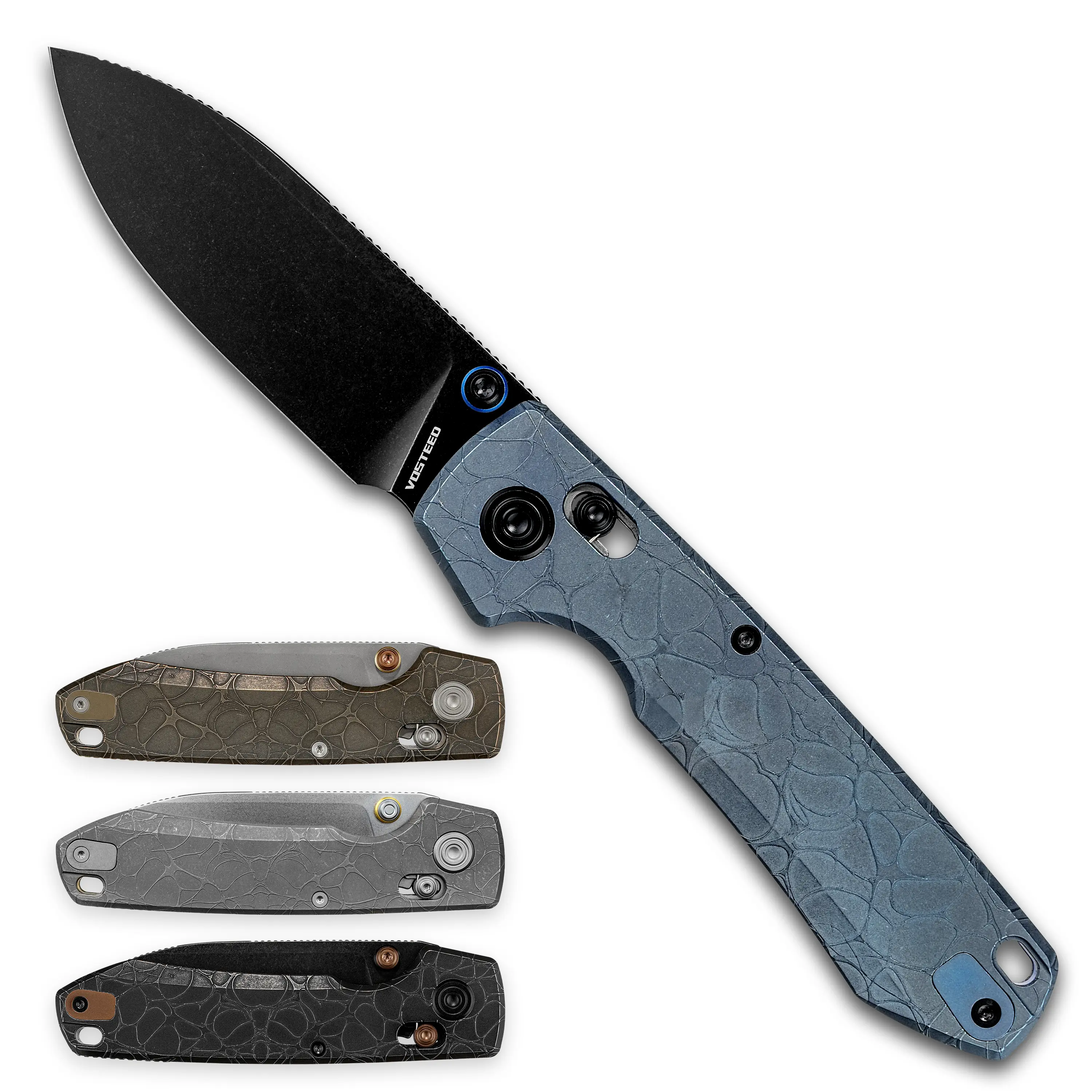 Vosteed New Raccoon TiSlim Crossbar Lock Knife with 3.18" S35VN/154CM Drop Point Blade, Titanium Handle, Thumb Stud & Reversible|Stainless Steel Clip - EDC Folding Pocket Knife,Everyday Carry Gift for Men & Dad