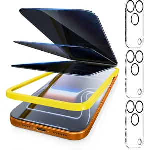 [3 Pack  Screen Protector for  17 Pro Max, 26? Anti-Spy & Blue Light Filter Tempered Glass with 3 Camera Lens Protectors, 3X Reinforced, Easy Alignment