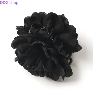 French-Style Satin Camellia Large Claw Clip — Sophisticated & Romantic Floral Hair Accessory; Simple Back-of-Head Ornament for Women