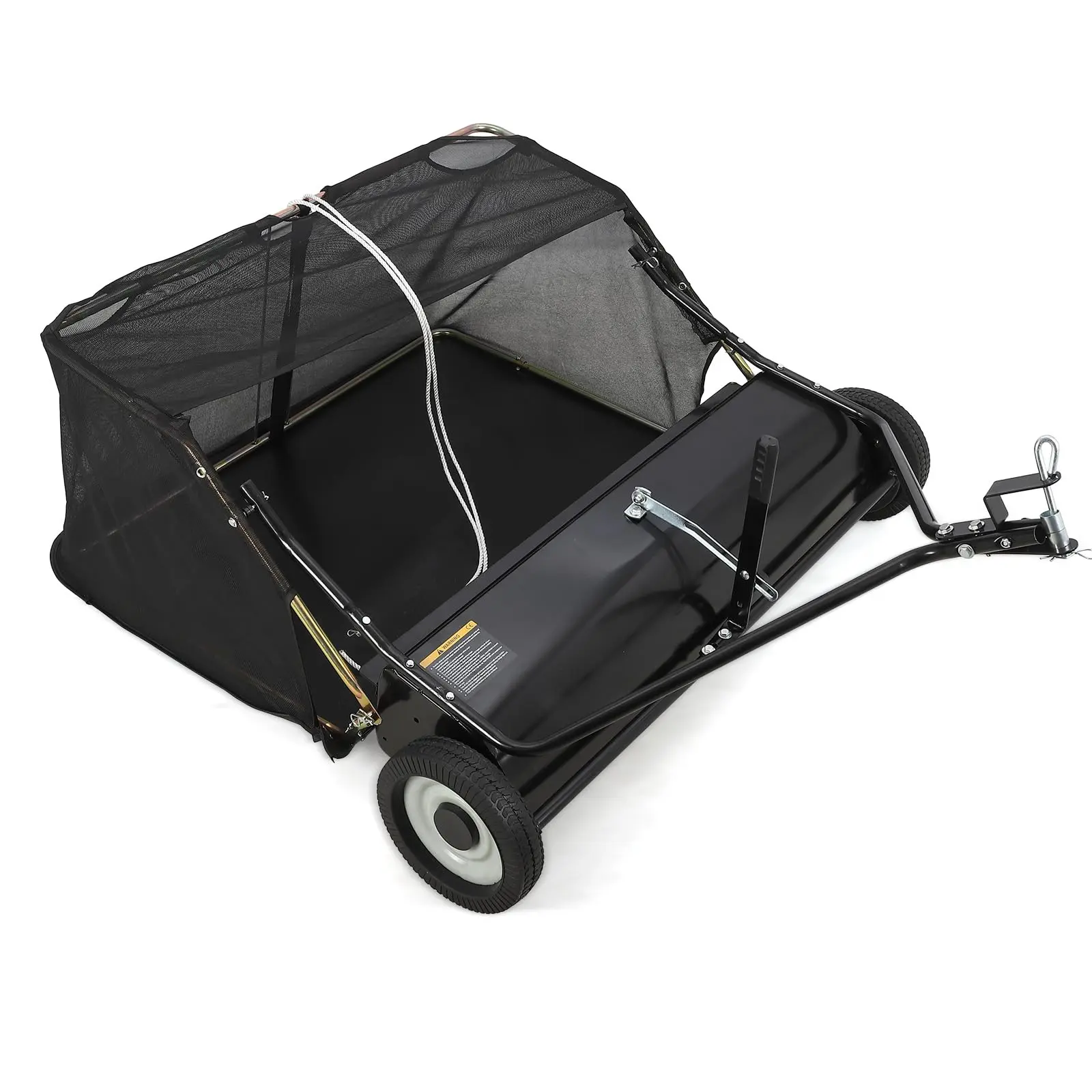 GARVEE  Tow Behind 48 Inch Lawn Sweeper, Large Capacity Heavy Duty Leaf & Grass Collector with Adjustable Sweeping Height, Dumping Rope Design for Picking Up Debris and Grass