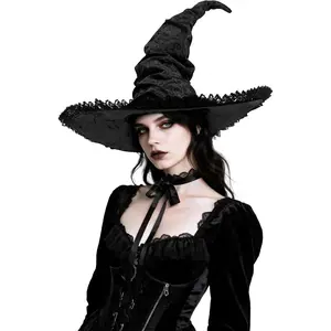 Witch Hat for Women Wizard Hat with Lace Trim Halloween Costume Accessories Cosplay Party