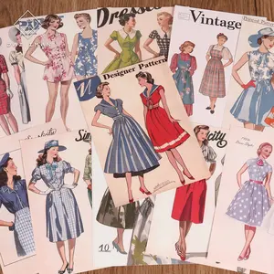 JAIIMAN 32sheets 40s-50s Retro Illustrations of Ladies DIY Scrapbook Paper, Scrapbook Materials, for Background Decoration, Background Card, Retro Diary, Scrapbooking Supplies, Journaling Supplies, Craft Albums, Collage Decoration