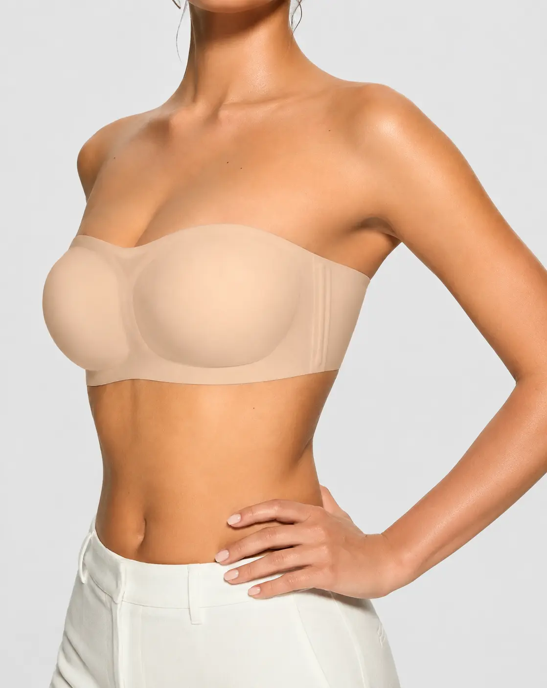 Womens Strapless Bra Push Up Lift Bra Padded Add Cup Non Slip Anti-Slip Grip & Removable Straps Fit Outfits Wireless Supportive Seamless Comfortable