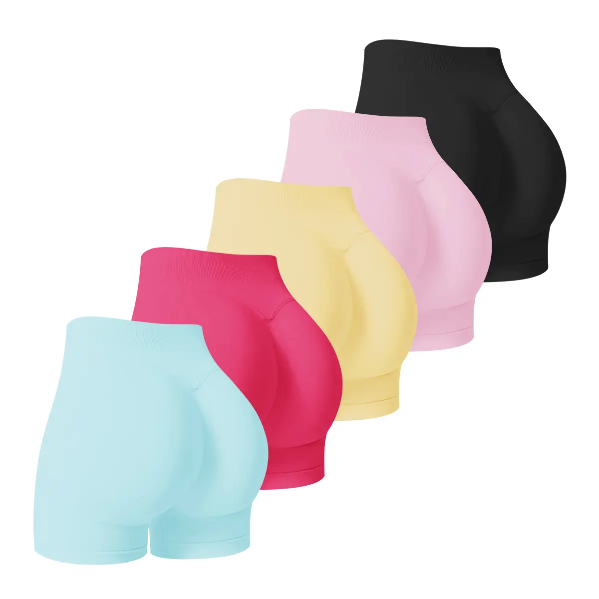 Hotcom Female High Waisted Seamless Sporty Shorts Set (1Pack) - 10% Spandex Nylon Blend, Stretch Waistband, Breathable Fabric, Universal for Gym/Outdoors