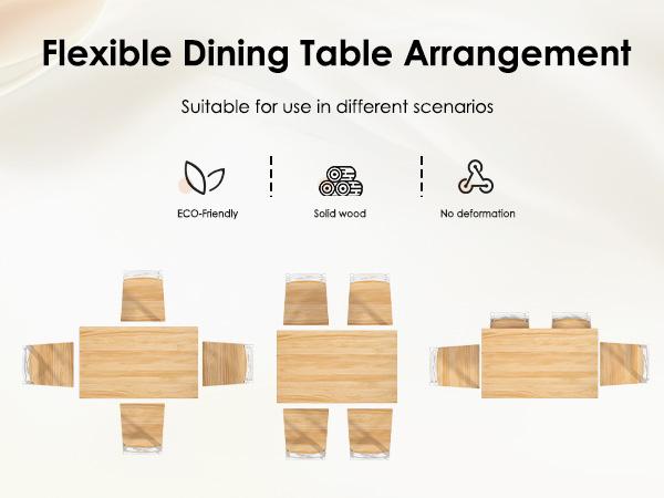 Soges 5-Piece Solid Wood Dining Table Set with 4 Chairs, Farmhouse Kitchen Table Set for Small Space, Easy Assembly Desk for Kitchen, Dining Room, or Restaurant