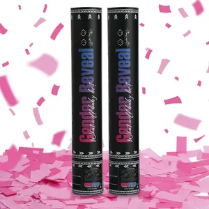 Gender Reveal Pink Confetti Cannon,   Shower Pink only Biodegradable Confetti Poppers for Girl  Reveal Party - 2 Set
