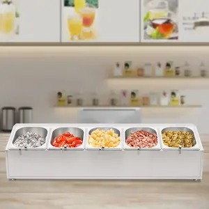 Stainless Steel Spice Rack with 5 Food Bowls - 0.9-Quart Capacity, Kitchen Specific, Large Capacity, Clean and Tidy, Spice Container
