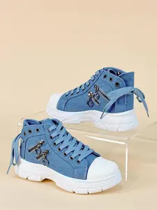 Women's Fashionable Lace Up Platform Sneakers, Casual Trainer Comfortable Breathable Shoes, Female All-match Round Toe Shoes for Daily Wear