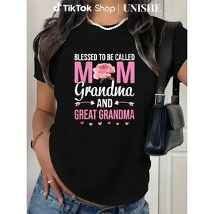 Casual Blessed Great Grandma T-Shirt – Comfortable Crew Neck, Perfect for Mother’s Day Unisex Womenswear