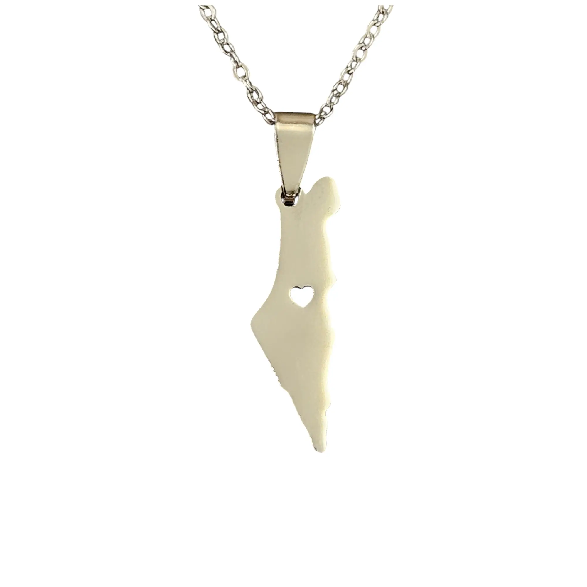Palestine with Heart Necklace in Silver
