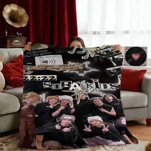 Idol  Themed Collage Print Flannel Blanket. Made of Skin-friendly Polyester, This Lightweight and Comfortable Flannel Blanket Is Easy to Care for. Suitable for Home Use in Living Rooms, Bedrooms, and Sofas, as Well as for Travel