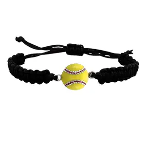 Softball Charm Rope Bracelet - Pick Color