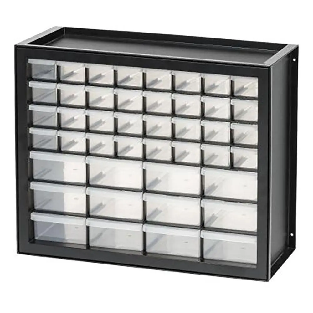 IRIS USA Screw Tool Organizer Small Parts Cabinet, 44-Drawer, Electronics Hardware Nuts and Bolts Plastic Storage Drawers Garage Storage, Stackable Bead Craft Organizer Building Bricks Sorter, Black