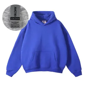 PRINTED HOODIE, GILDAN - Oversized Solid Color Fleece Hoodie,Dropped Shoulder HEAVY-WEIGHT HOOD,Unisex Streetwear Sweatshirt,Trendy Aesthetic Thick Hooded Sweatshirt