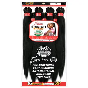 Spetra Stretch Braid 6x Pre-Stretched Braiding Hair 52" - Safe, Clean & Salon-Ready | Anti-Bacterial, Itch-Free